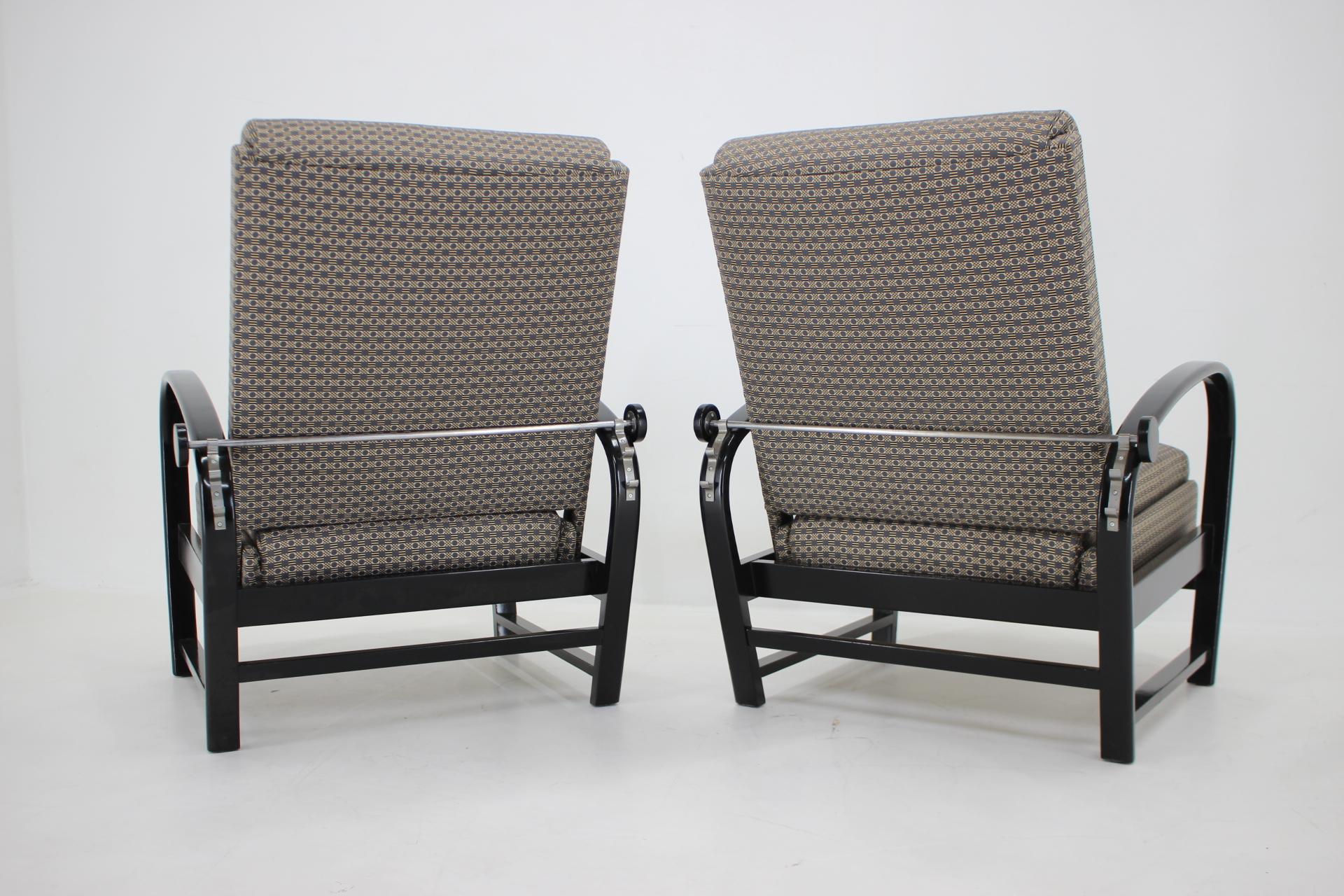 Paire de fauteuils réglables Kropacek Kozelka des années 1940, Tchécoslovaquie en vente 7