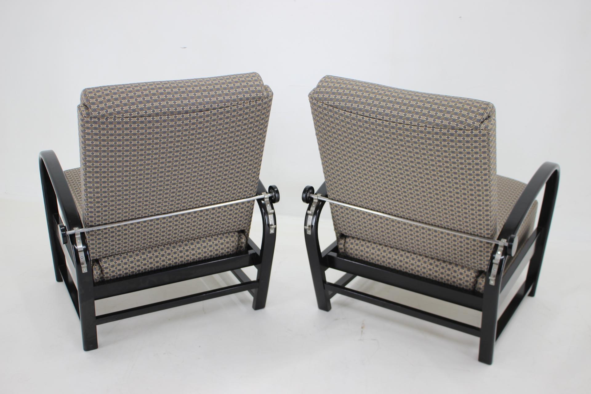 Paire de fauteuils réglables Kropacek Kozelka des années 1940, Tchécoslovaquie en vente 8