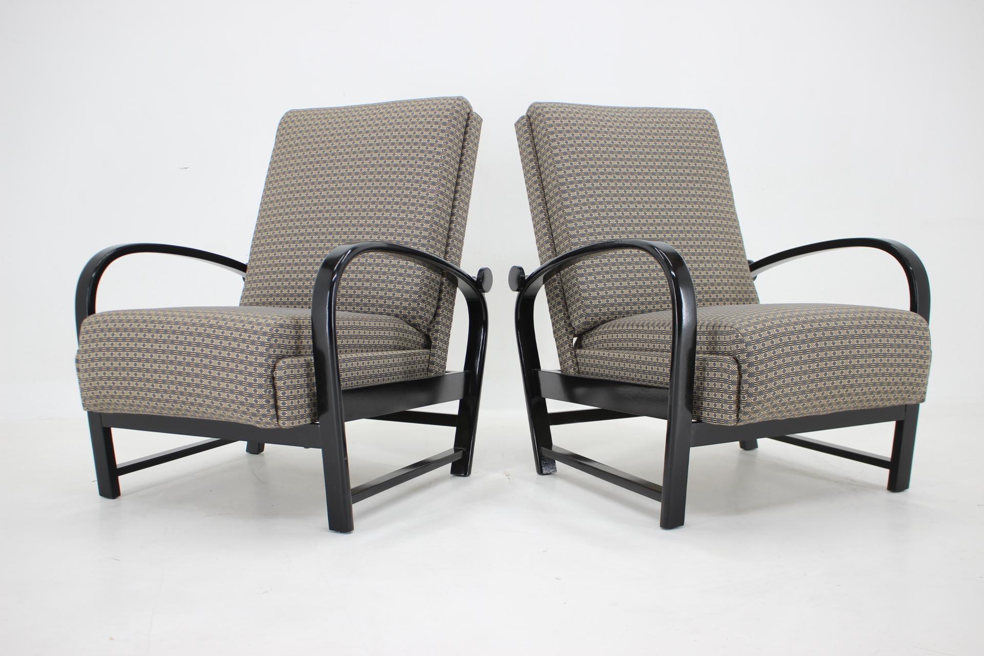 Paire de fauteuils réglables Kropacek Kozelka des années 1940, Tchécoslovaquie en vente 2