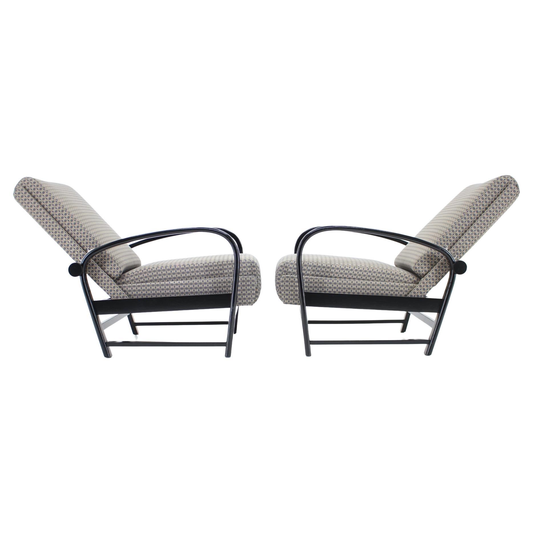 1940s Pair of Kropacek Kozelka Adjustable Armchairs, Czechoslovakia For Sale