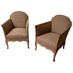 1940s Pair of Large Repholstered Detailed Swedish Birch Armchairs