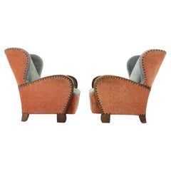 1940s Pair of Large Wing Chairs, Czechoslovakia