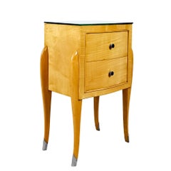 Pair of Mid-Century Modern Sycamore Night Stands With Mirror Top - France, 1940s