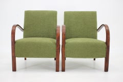 1940s Pair of Restored  Art Deco Armchairs in Boucle, Czechoslovakia