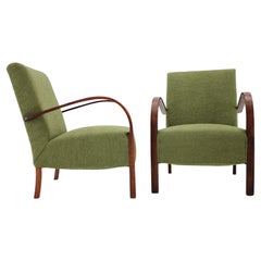 Vintage 1940s Pair of Restored  Art Deco Armchairs in Boucle, Czechoslovakia
