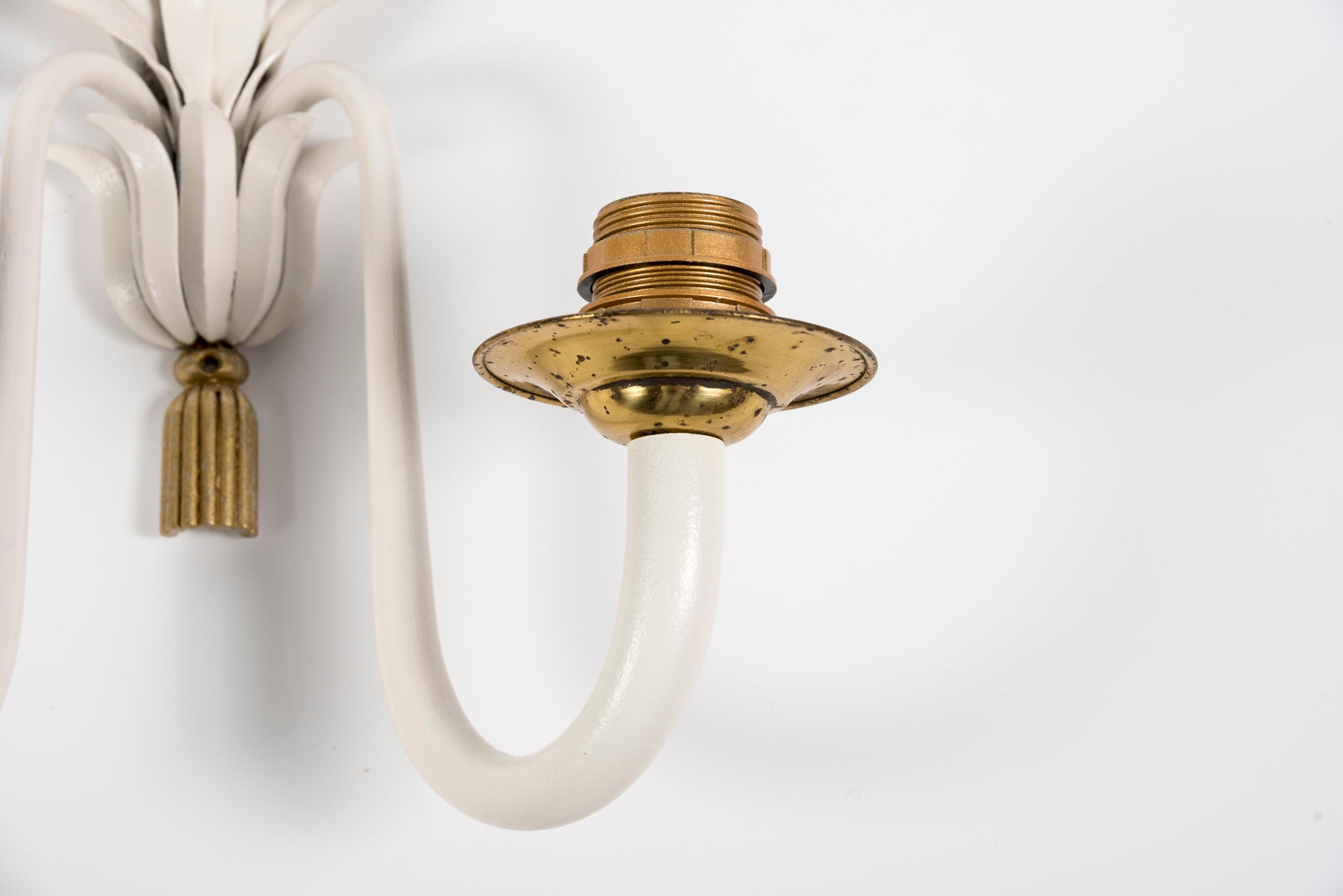 1940's Pair of Sconces Attributed to Maison Baguès In Good Condition In Bois-Colombes, FR
