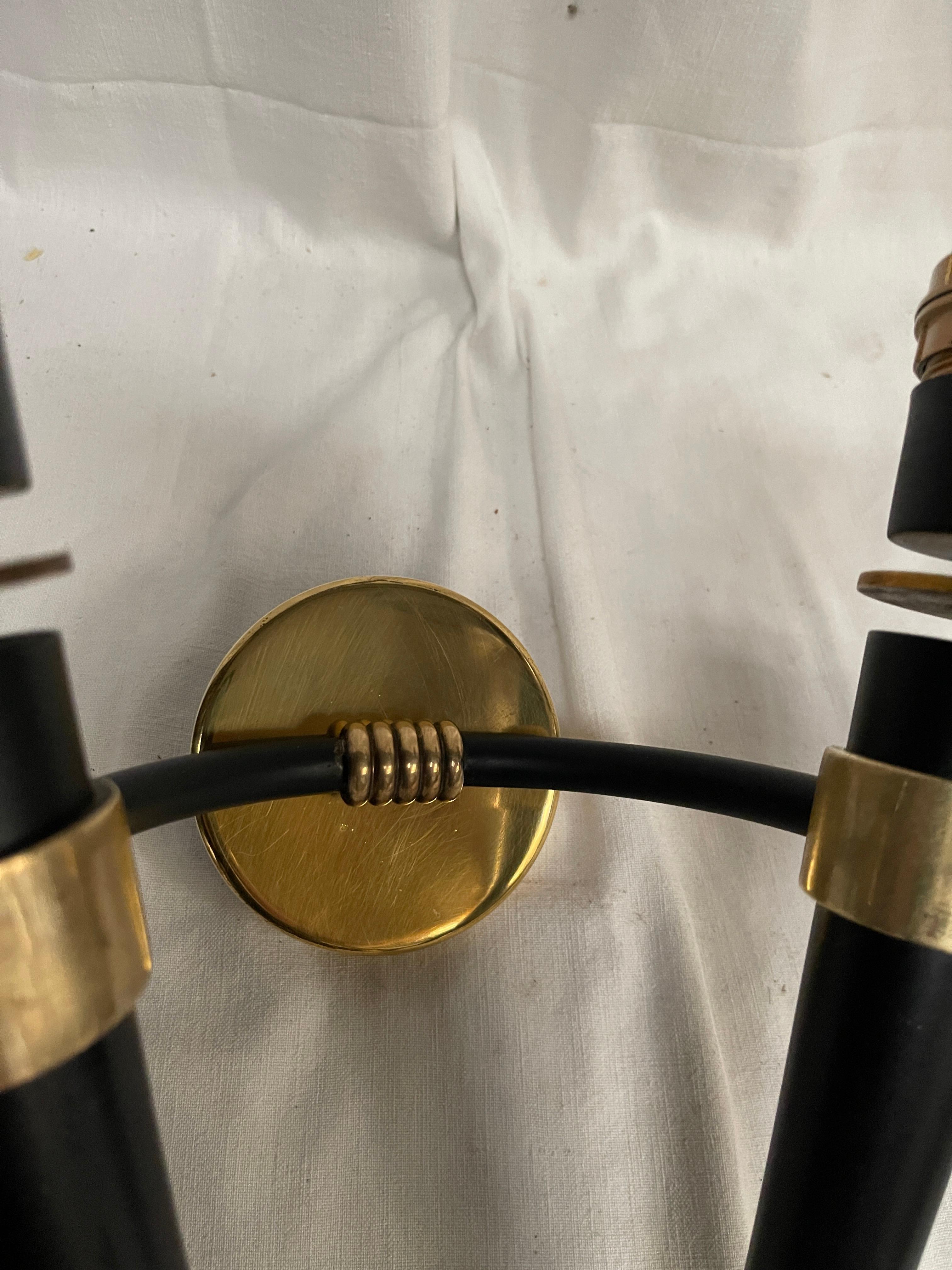 1940's pair of sconces in the style of Jacques Adnet In Good Condition For Sale In Bois-Colombes, FR