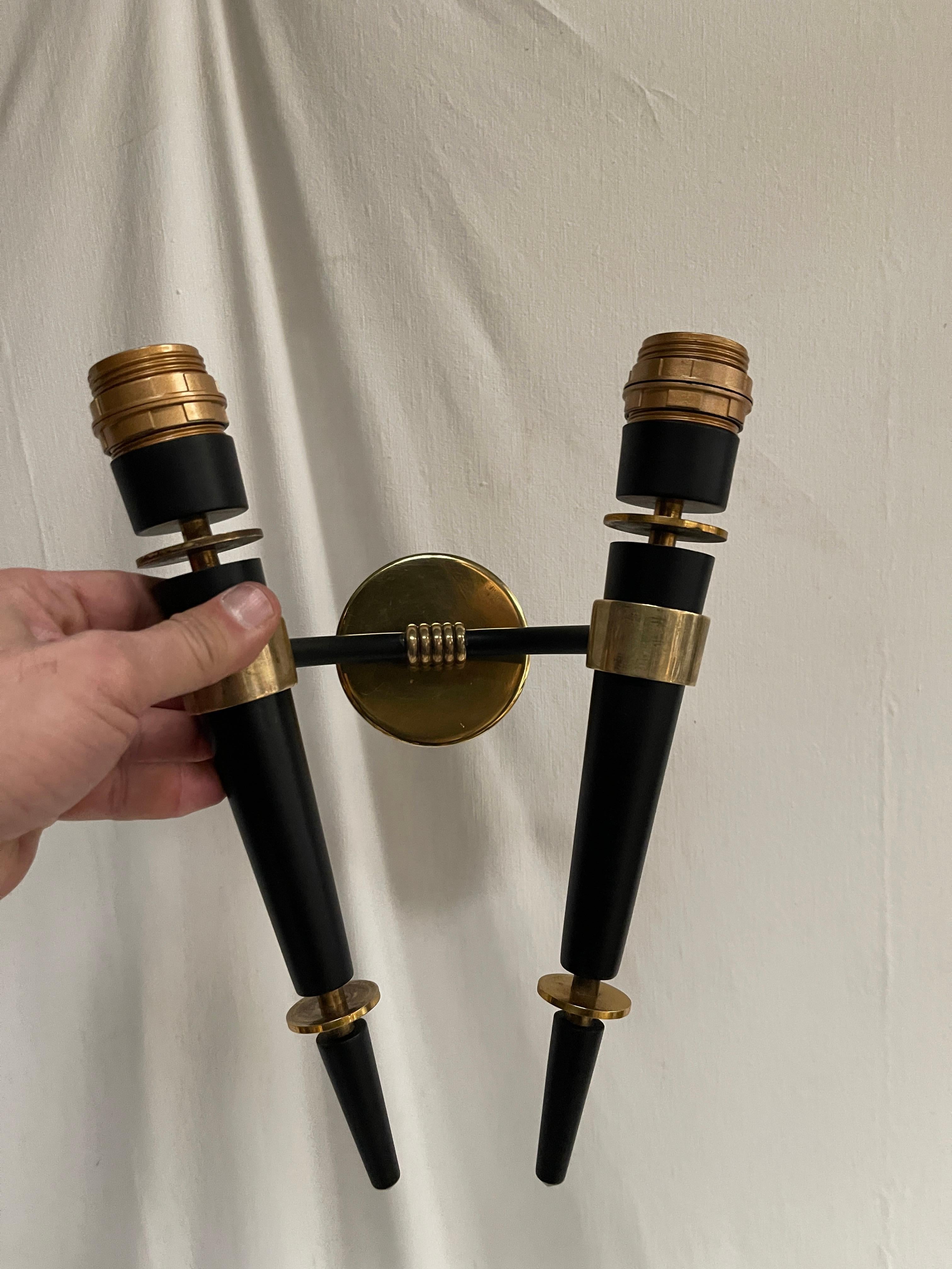 1940's pair of sconces in the style of Jacques Adnet For Sale 1