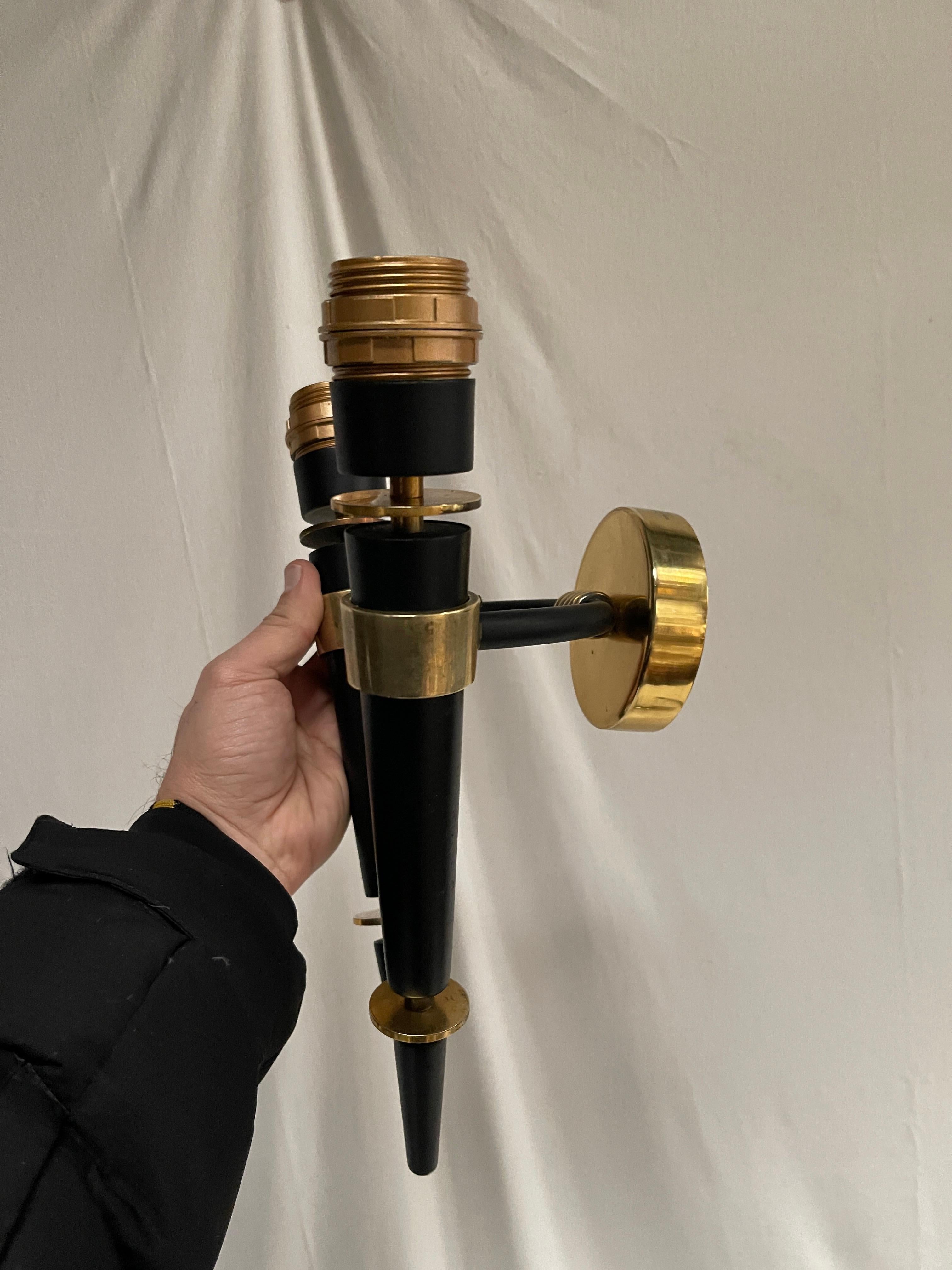 1940's pair of sconces in the style of Jacques Adnet For Sale 2