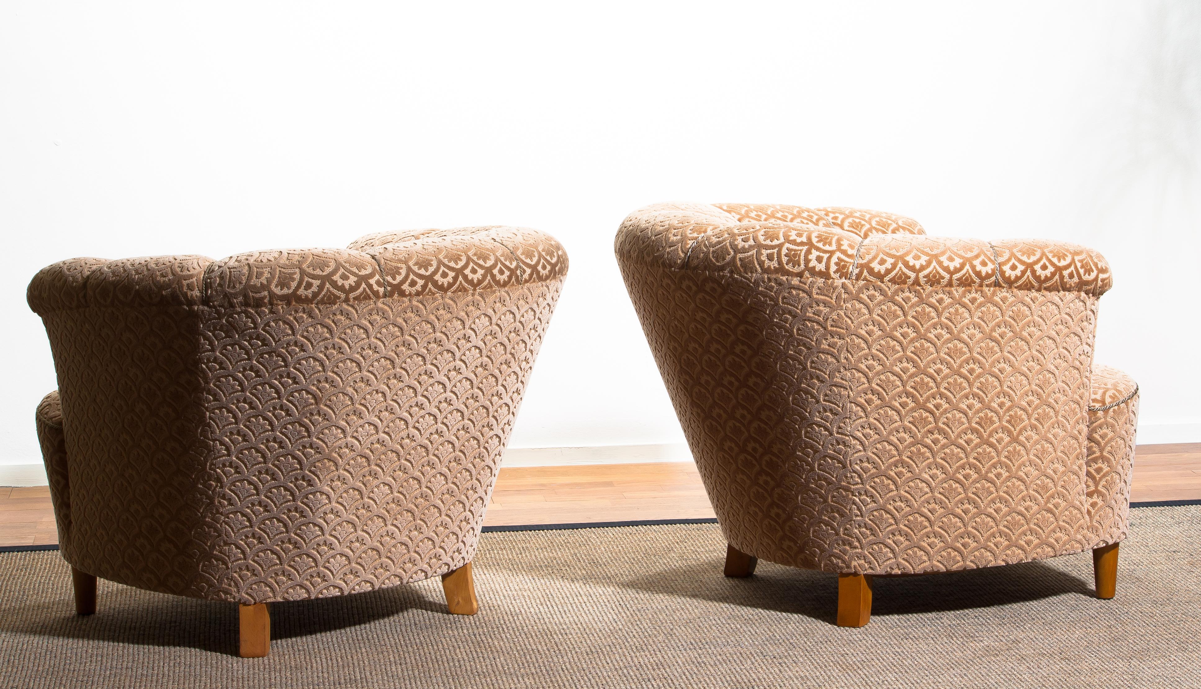 1940s, Pair of Shell Back Club Lounge Cocktail Chairs from Sweden 4