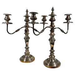 1940s Pair of Silverplate Candelabras by Goldfeder Silver Company New York