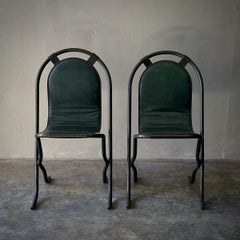 1940s Pair of Unique English Metal Arch Back Chairs