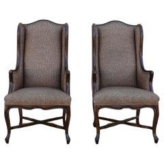 1940s Pair of Vintage French Provincial Wingback Chairs