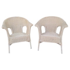 1940s Pair of Wicker Chairs in Original Paint