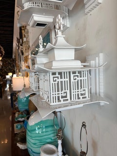 1940s Pair Pagoda Wall Lights Sconces Chinoiserie Indoor Outdoor Newly Wired