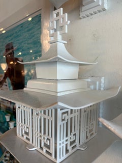 1940s Pair Pagoda Wall Lights Sconces Chinoiserie Indoor Outdoor Newly Wired