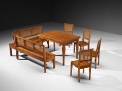Ensemble de salle à manger sur mesure Paolo Buffa des années 1940, en bois de cerisier et rotin