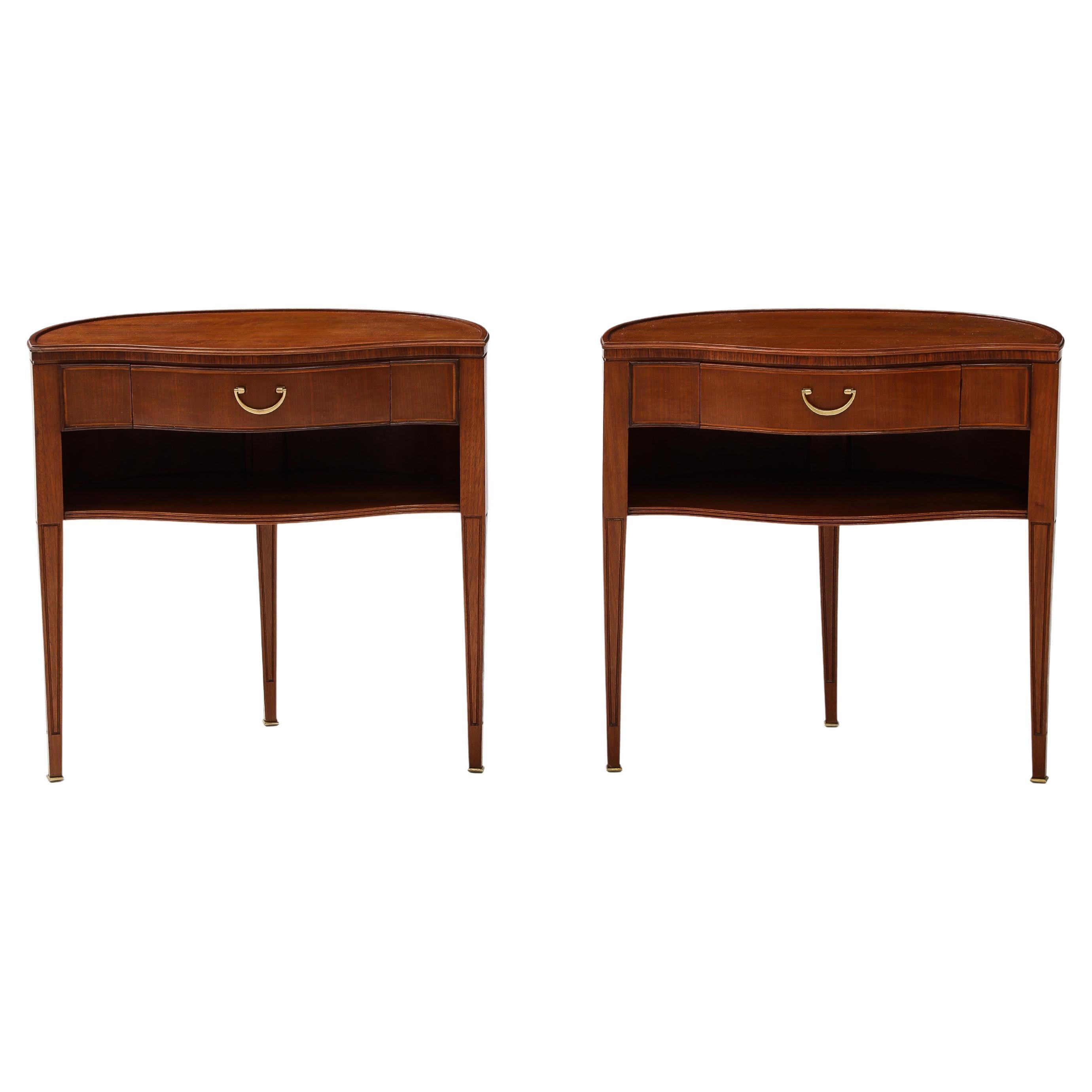1950s Paolo Buffa Pair of Mahogany Nightstands or Bedside Tables For Sale