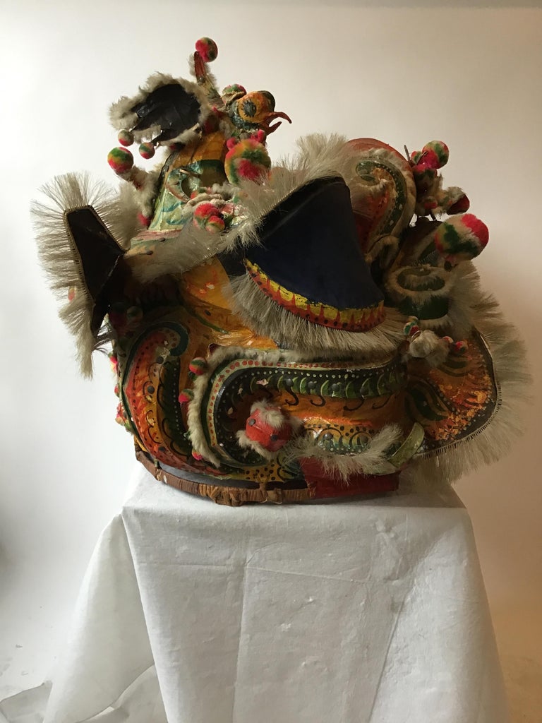 1940s Paper Mache Chinese Dragon Head from a Costume For Sale at 1stDibs