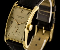 1940s Patek Philippe Hour Glass Fancy Long Lugs 1593 Manual Wind Wristwatch