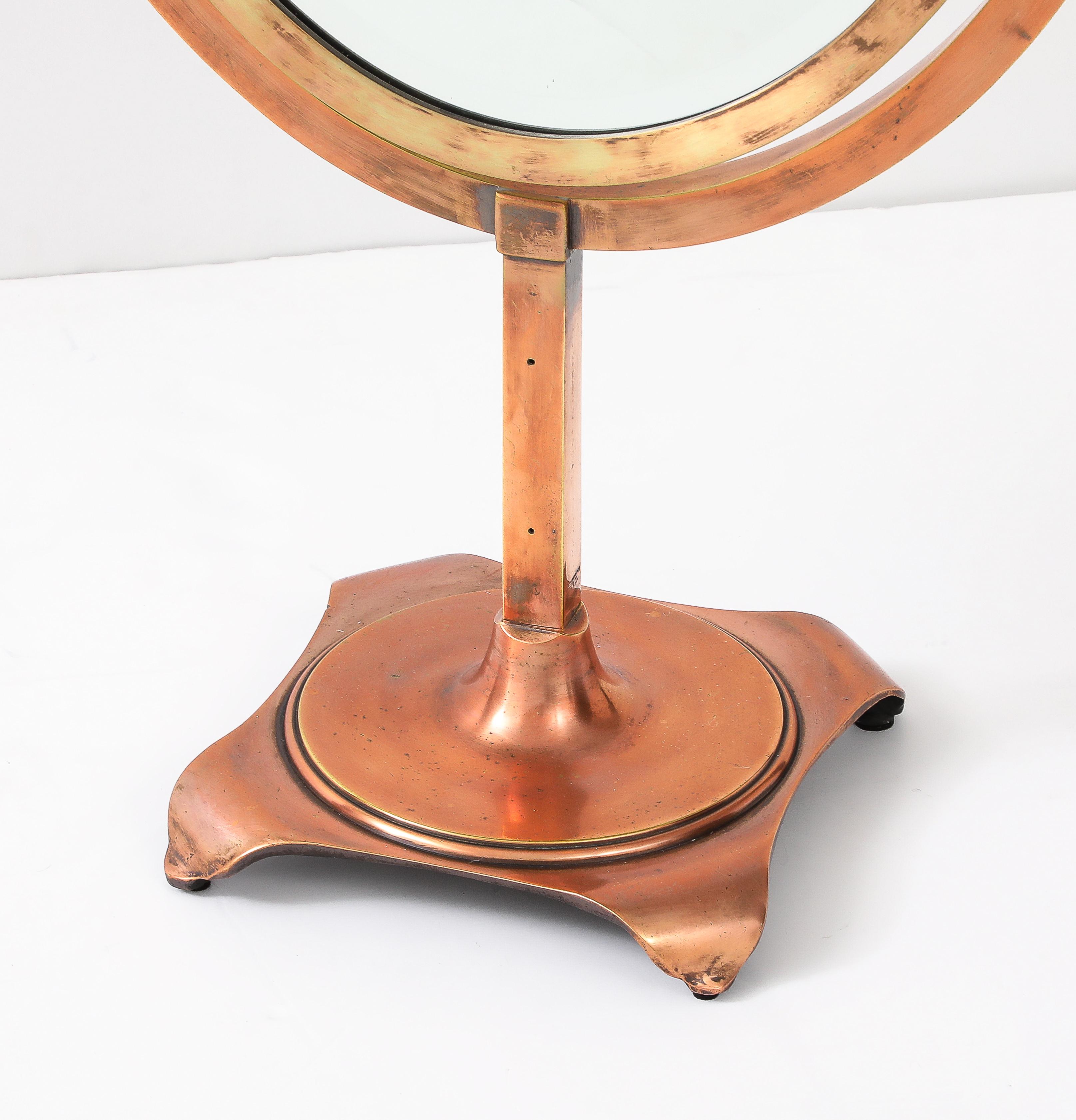 1940's Patinated Copper Large Vanity Mirror By JR Palmenberg's & Sons For Sale 4