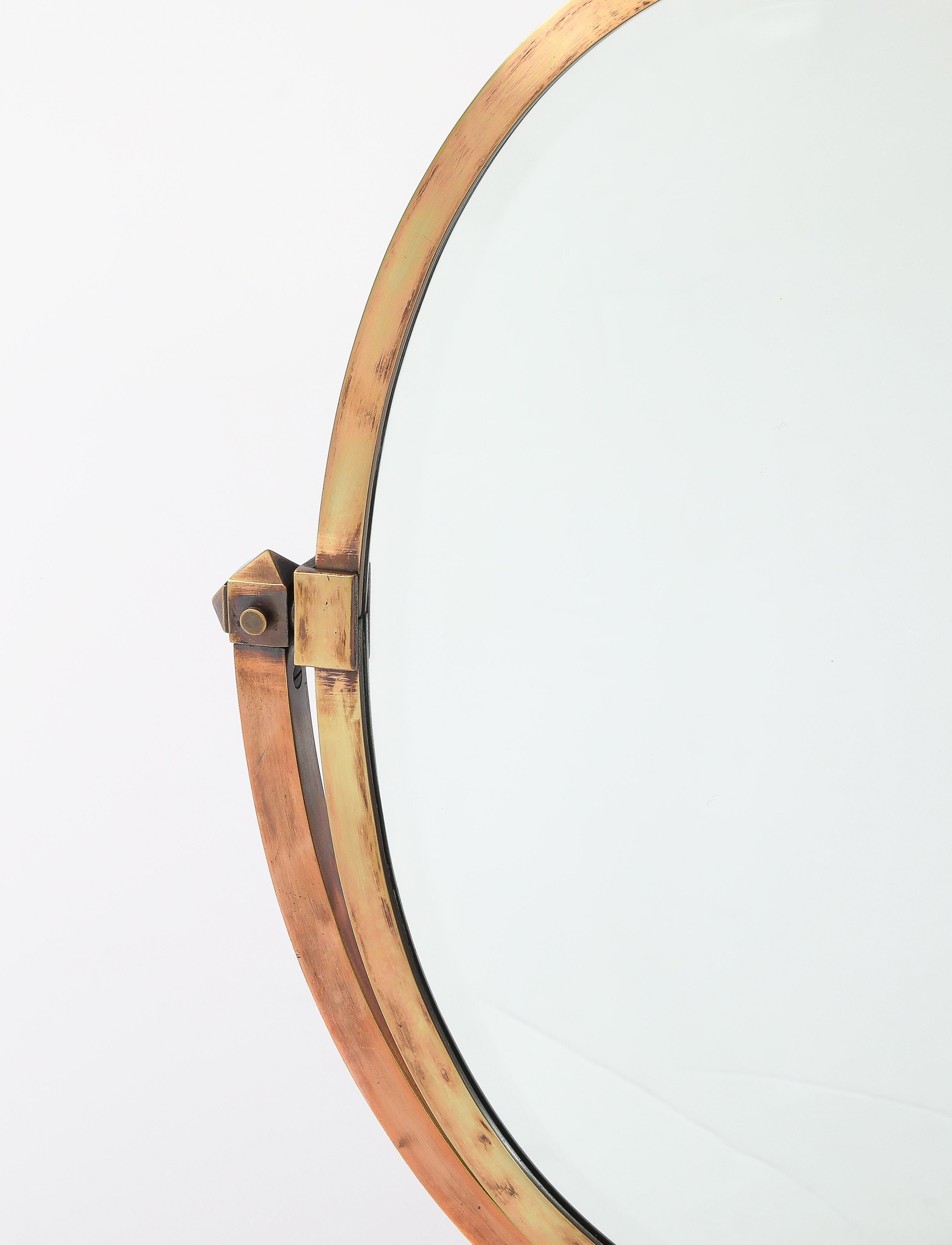 1940's Patinated Copper Large Vanity Mirror By JR Palmenberg's & Sons For Sale 6