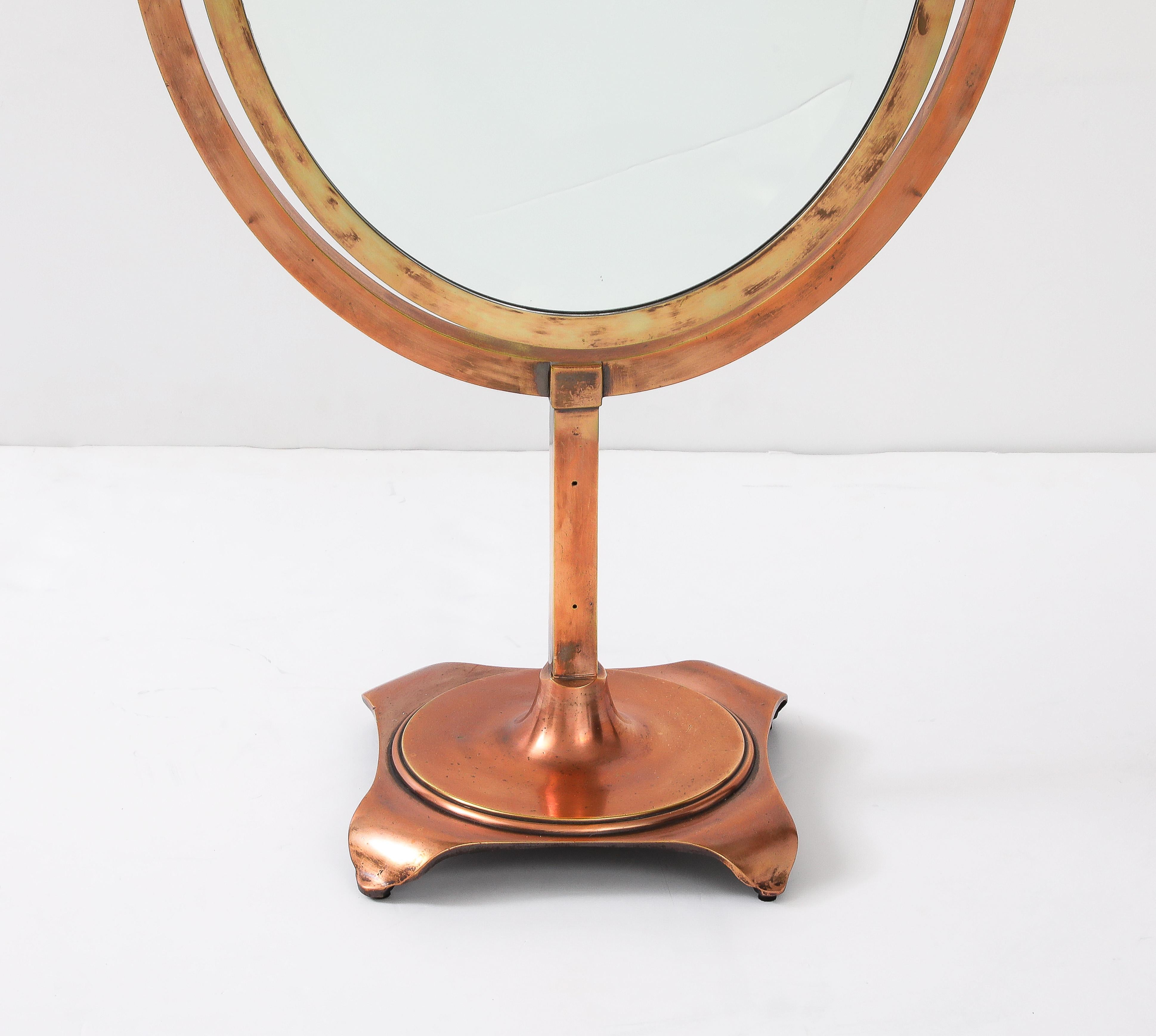 1940's Patinated Copper Large Vanity Mirror By JR Palmenberg's & Sons For Sale 7