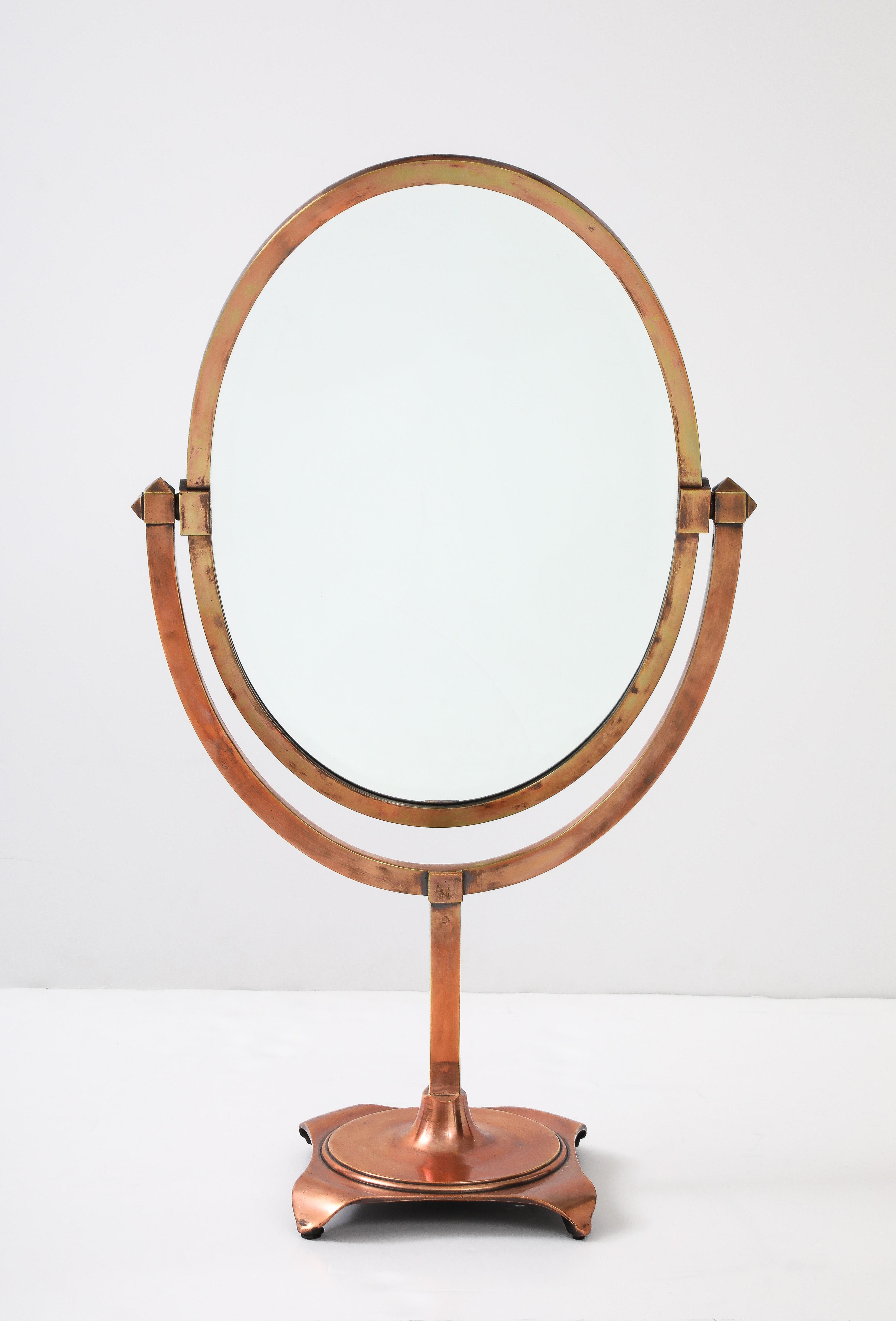 1940's Patinated Copper Large Vanity Mirror By JR Palmenberg's & Sons For Sale 8