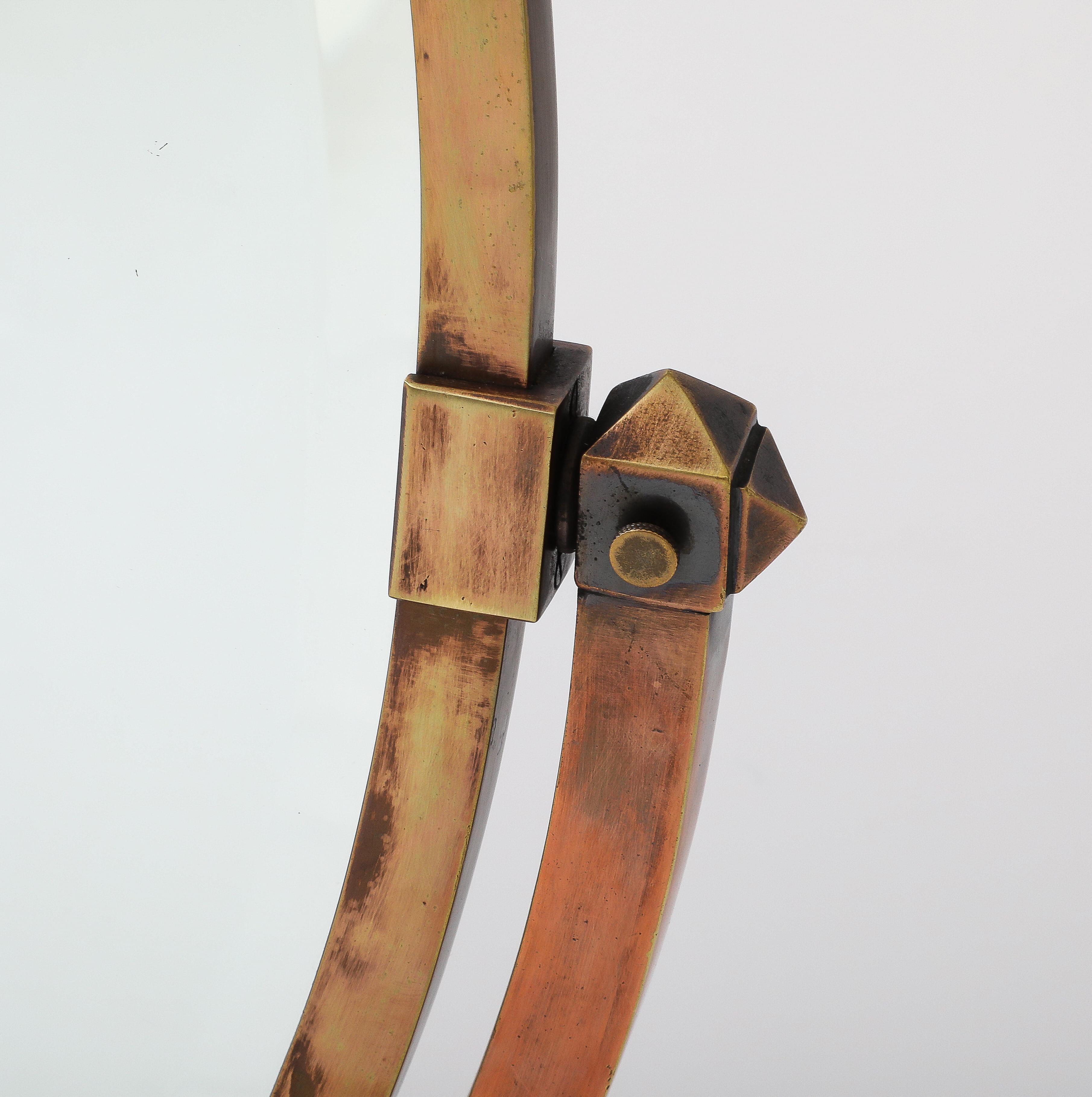 American 1940's Patinated Copper Large Vanity Mirror By JR Palmenberg's & Sons For Sale