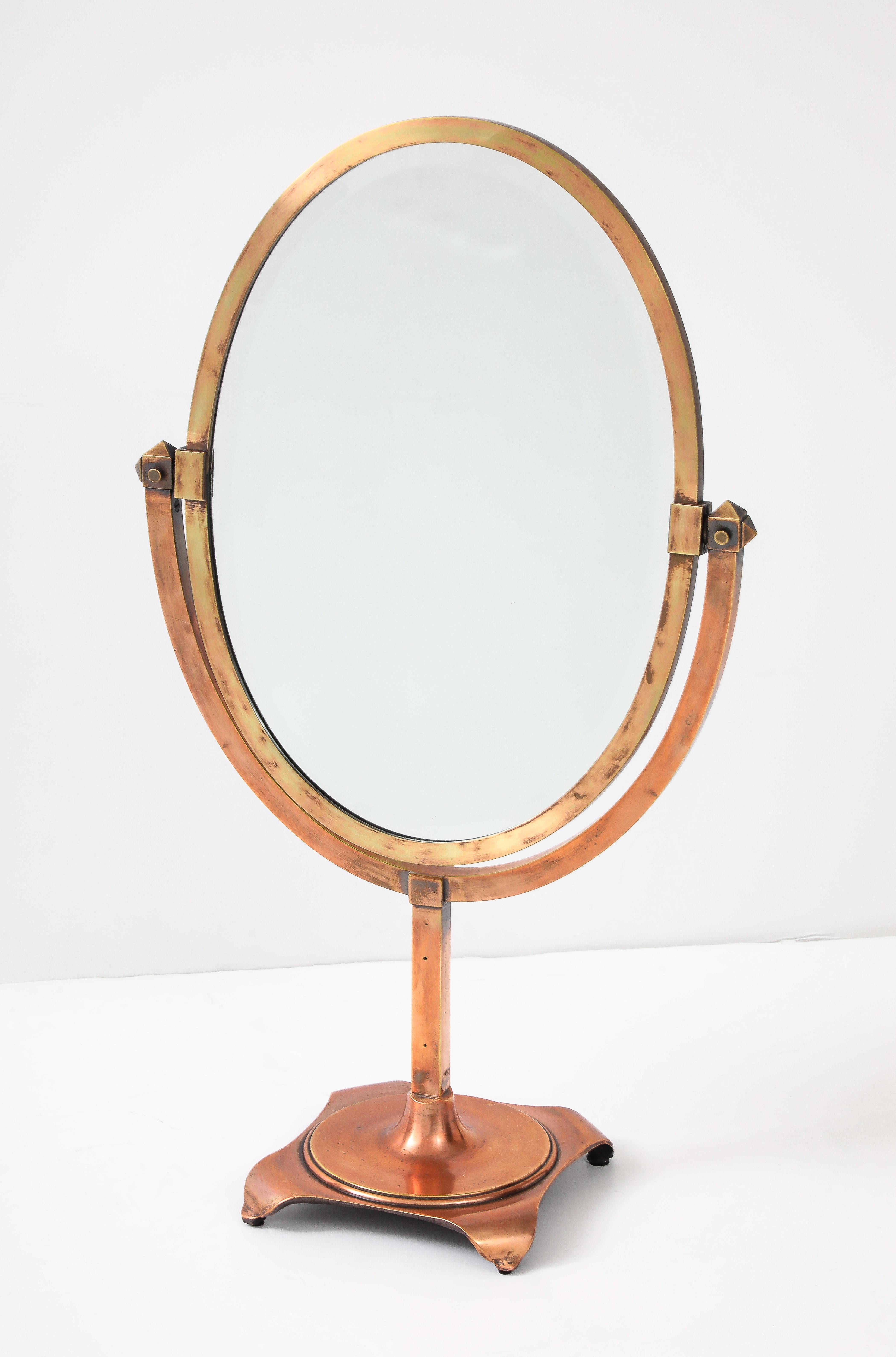 Mid-20th Century 1940's Patinated Copper Large Vanity Mirror By JR Palmenberg's & Sons For Sale