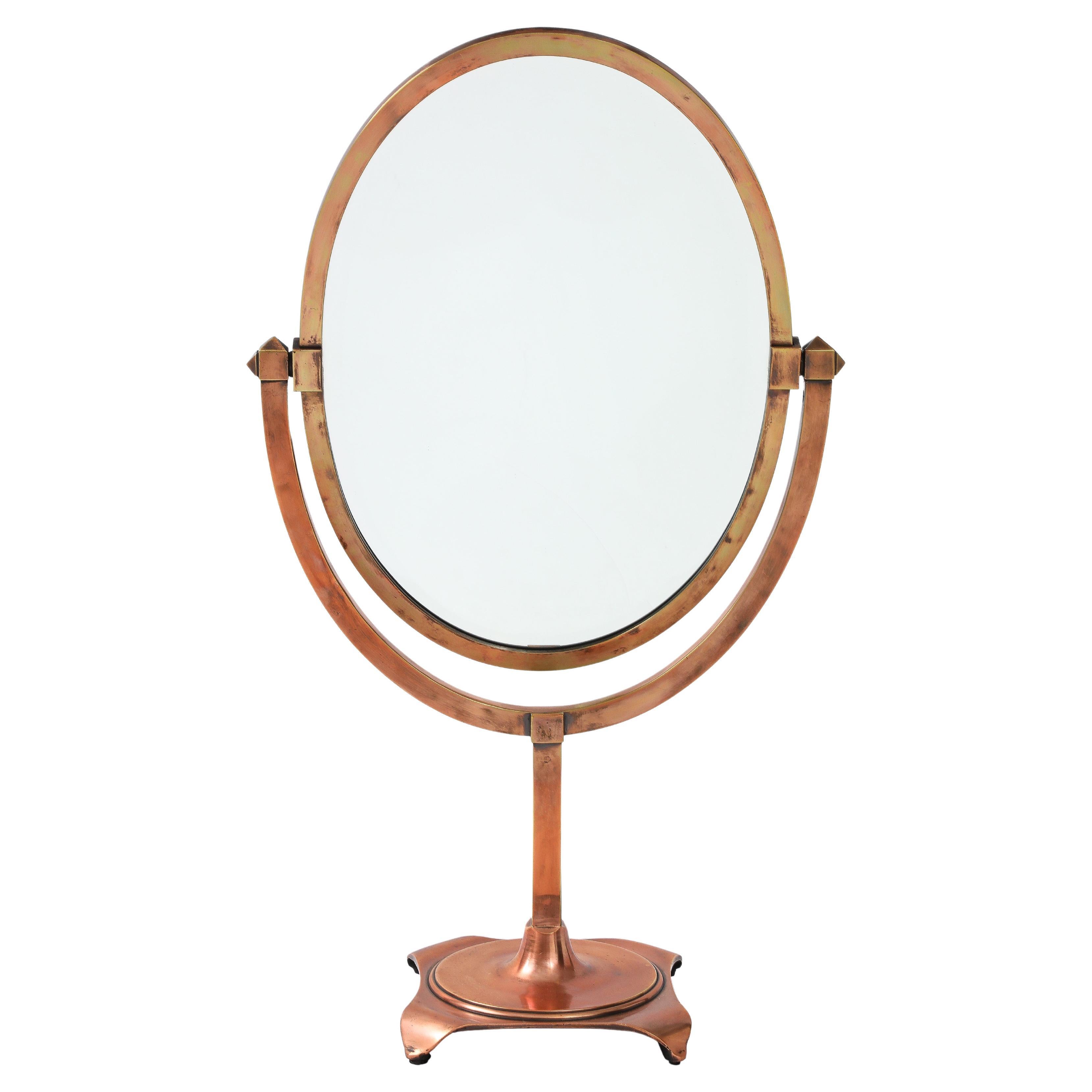 1940's Patinated Copper Large Vanity Mirror By JR Palmenberg's & Sons For Sale