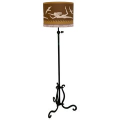1940s Patinated Wrought Iron Floor Lamp in the Style of Armand-Albert Rateau