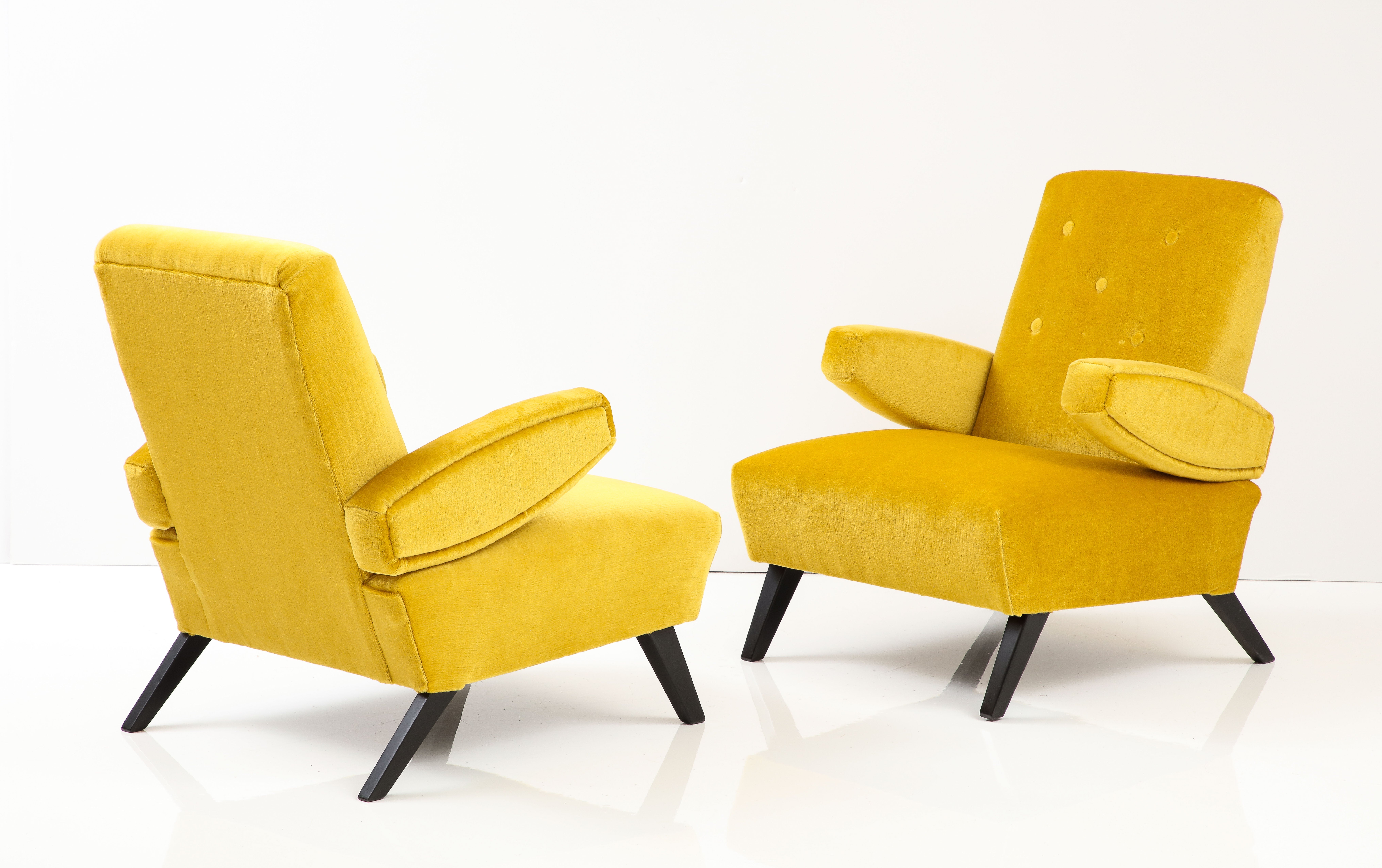 Mid-Century Modern 1940's Paul Laszlo Attributed Lounge Chairs with Mohair Upholstery