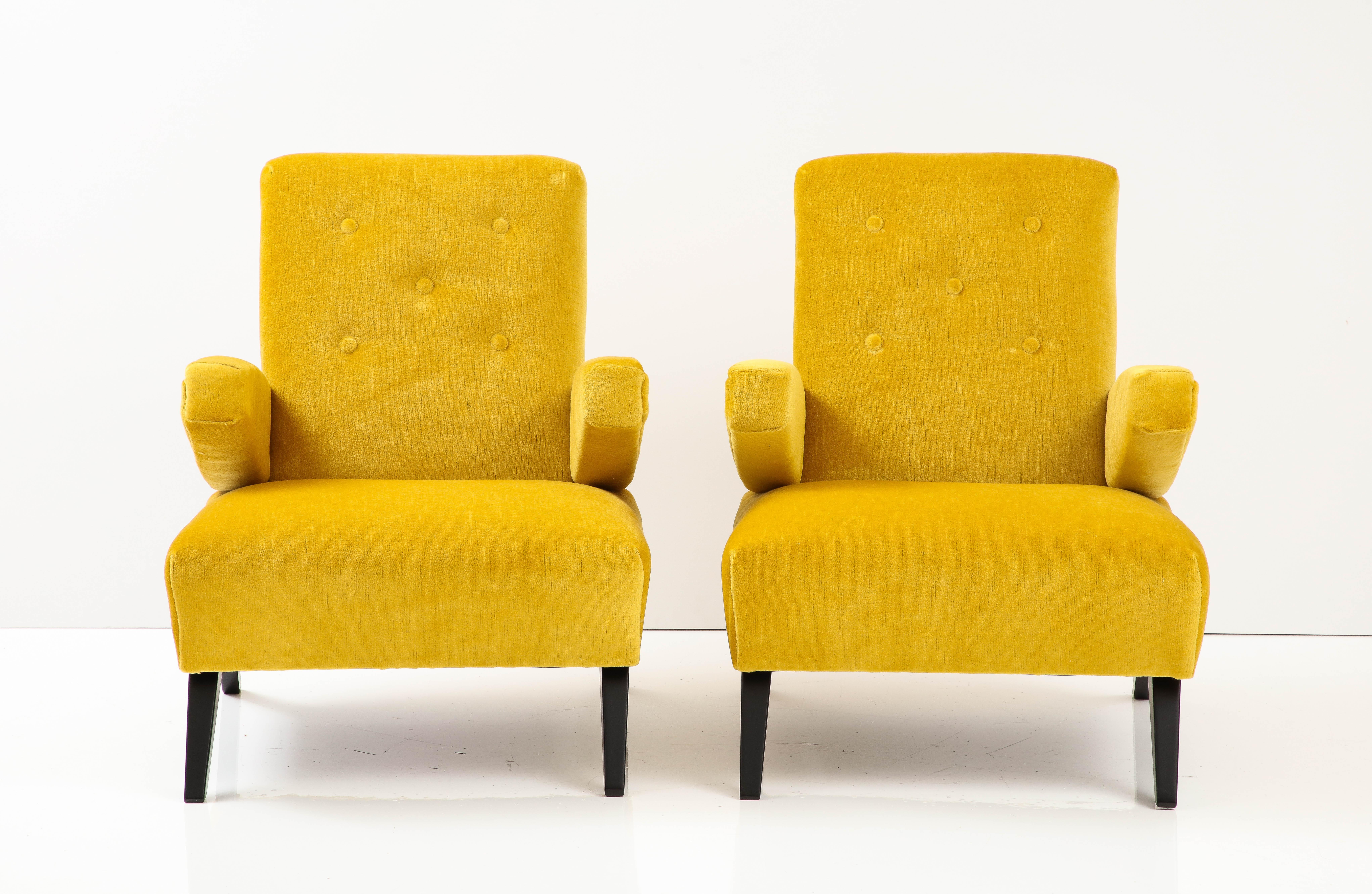 1940's Paul Laszlo Attributed Lounge Chairs with Mohair Upholstery 1
