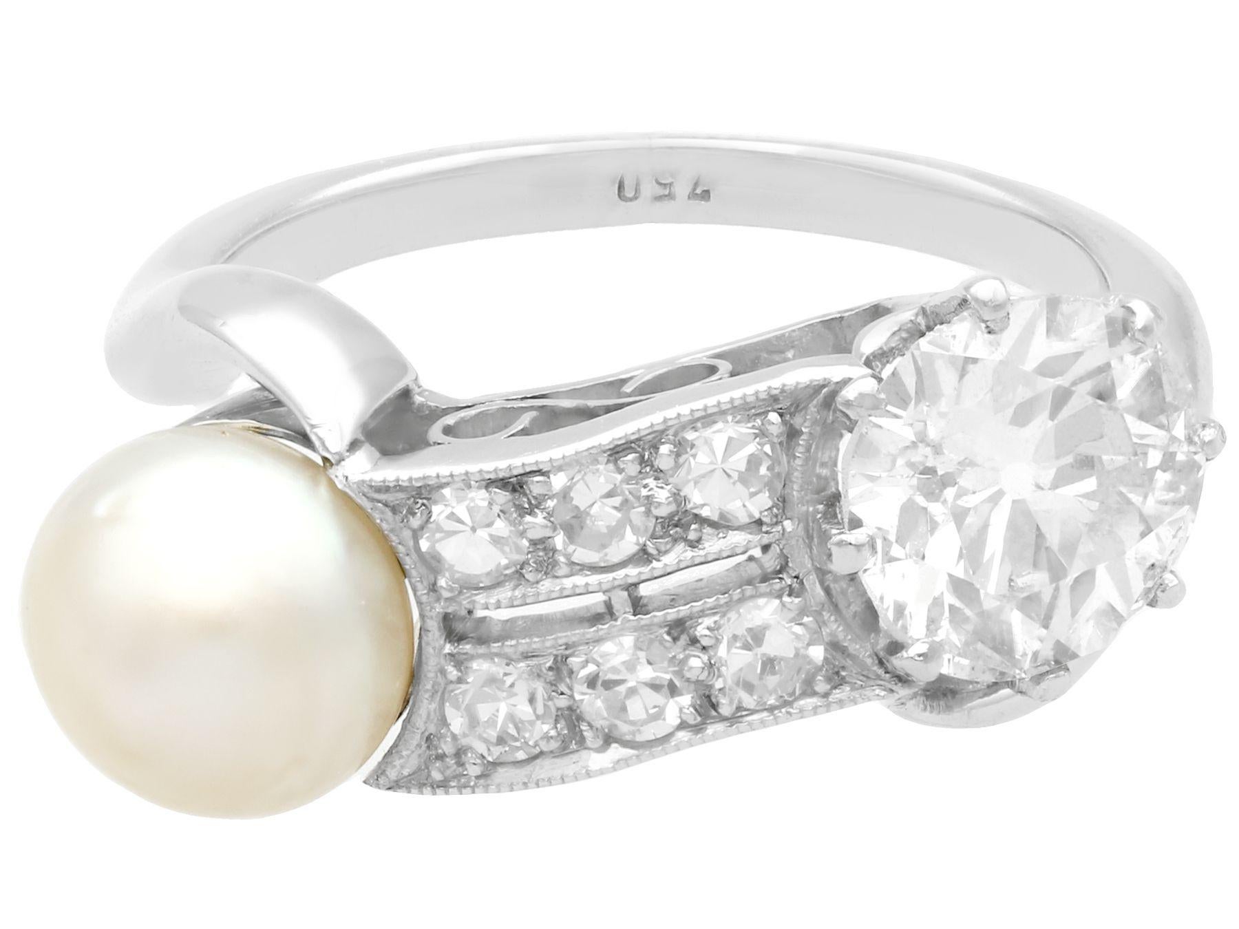 1940er Jahre Verlobungsring, Perle 1,34 Karat Diamant Gold im Zustand „Hervorragend“ im Angebot in Jesmond, Newcastle Upon Tyne