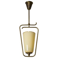 1940s Pendant, Brass and Enameled Glass 1940s Pendant, Brass and Enameled Glass