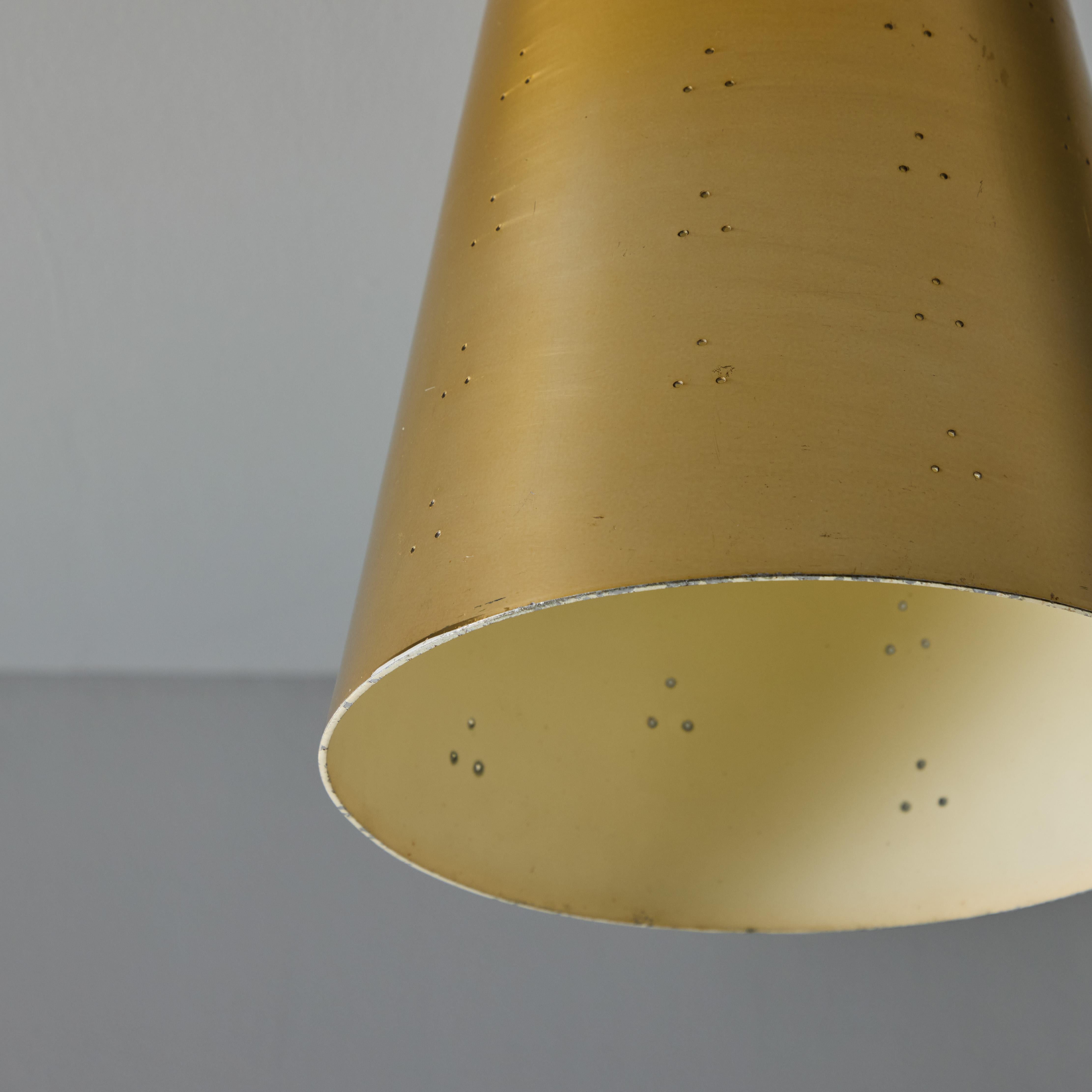 1940s Perforated Brass Conical Ceiling Lamp Attributed to Paavo Tynell For Sale 7
