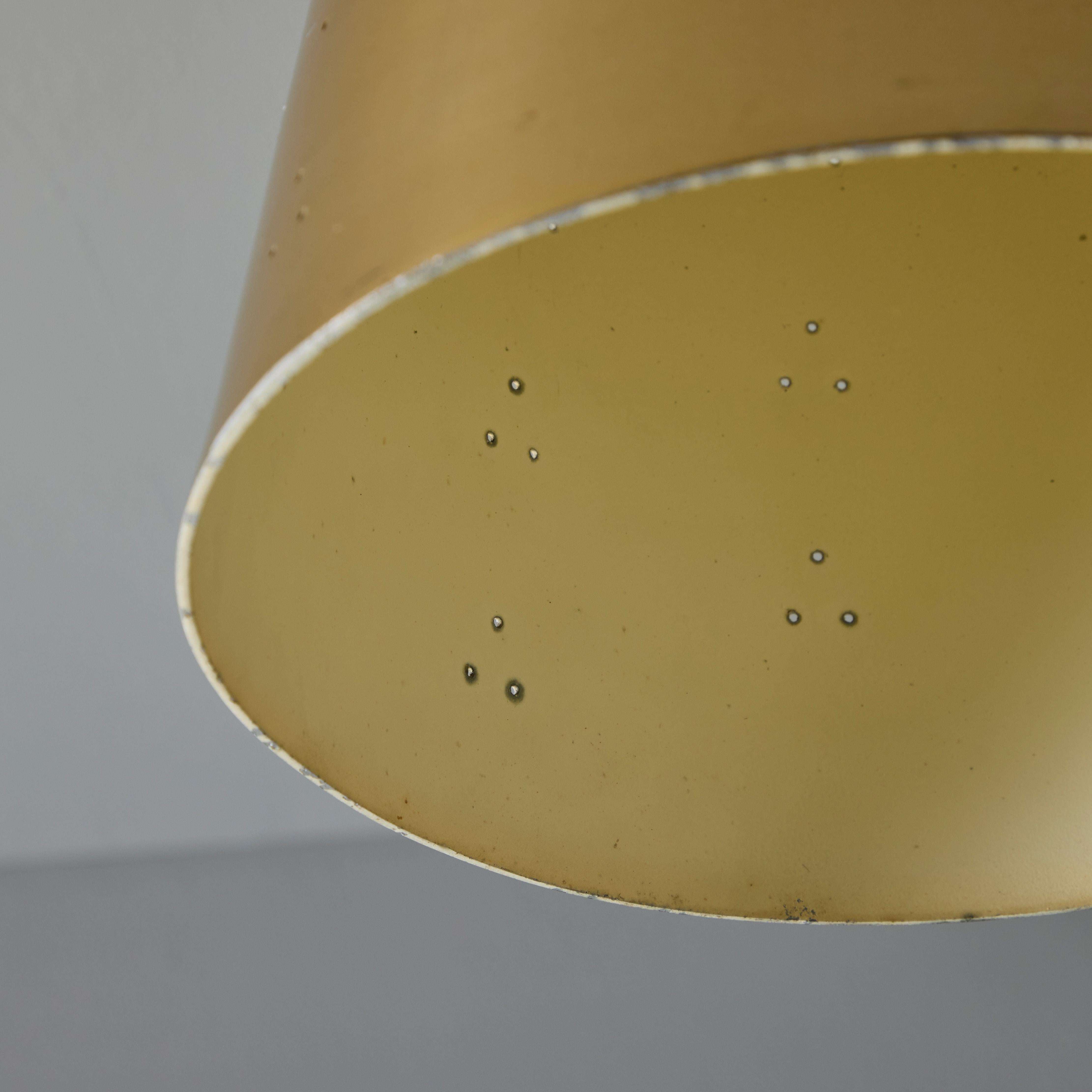 1940s Perforated Brass Conical Ceiling Lamp Attributed to Paavo Tynell For Sale 9