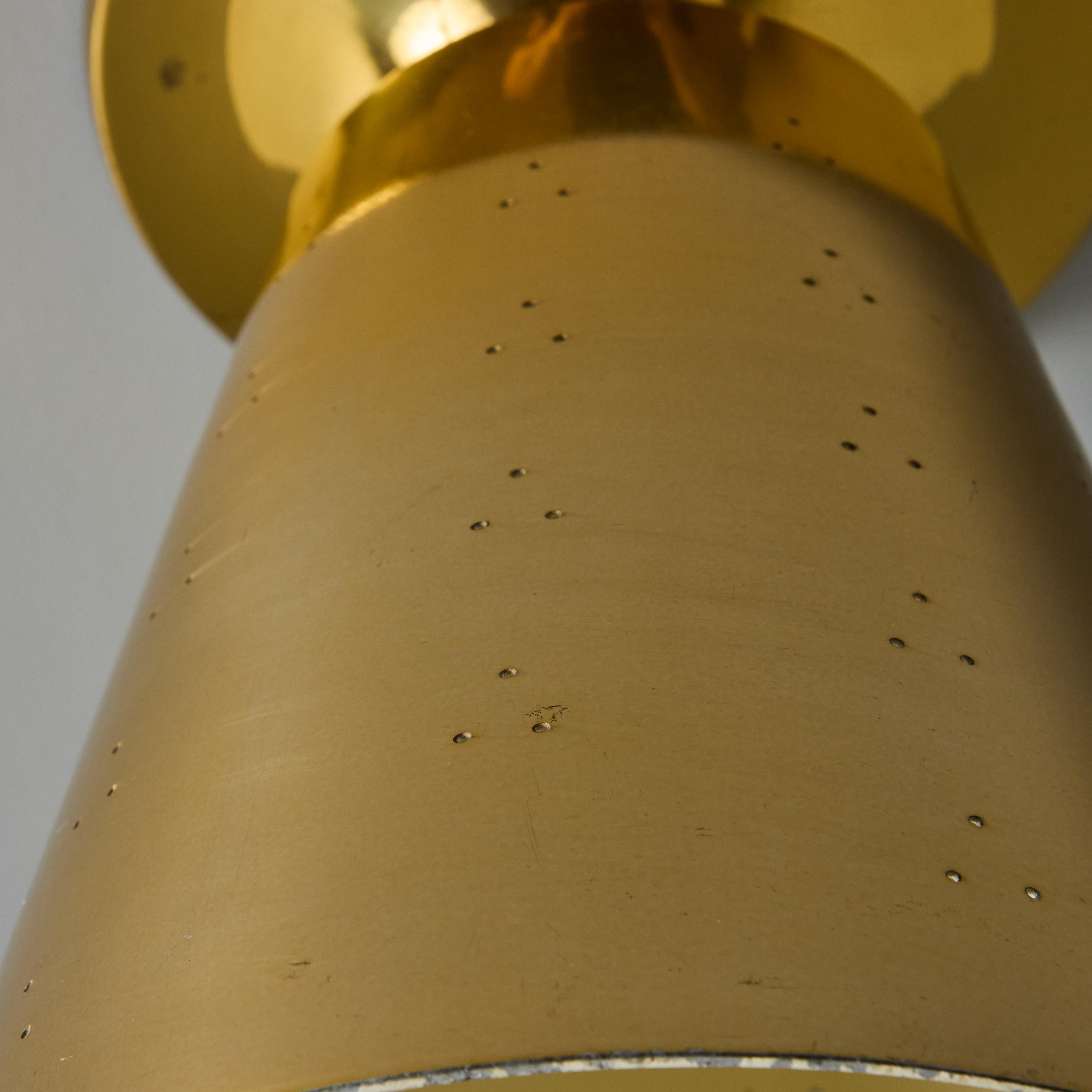 1940s Perforated Brass Conical Ceiling Lamp Attributed to Paavo Tynell For Sale 12