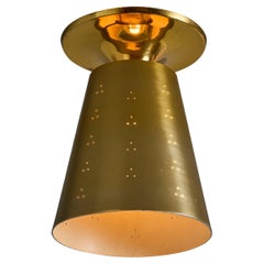 1940er Jahre Konische Deckenlampe aus perforiertem Messing, Paavo Tynell zugeschrieben