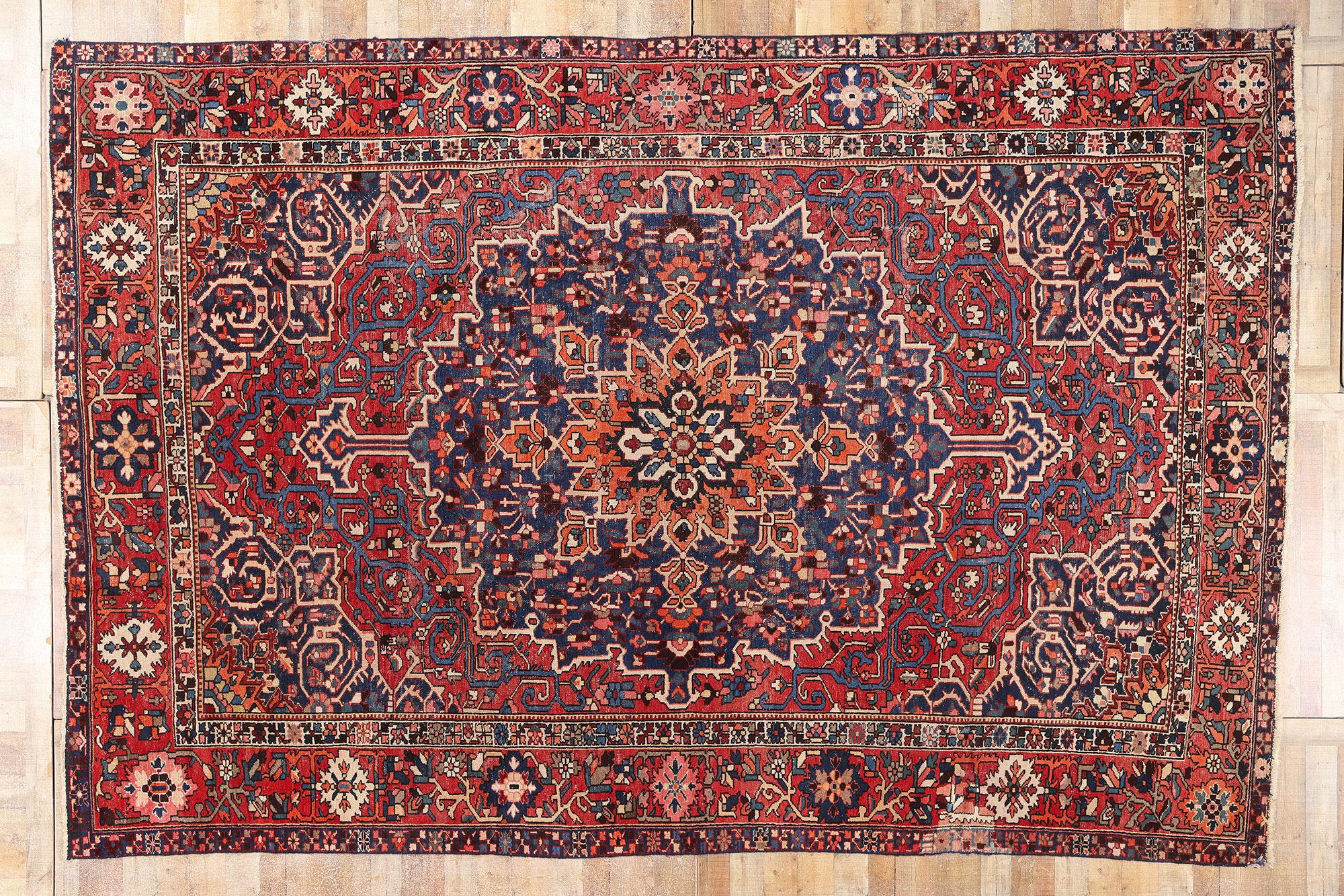 Persischer Bakhtiari-Teppich aus den 1940er Jahren mit Medaillon-Eckdesign und modernem Stil im Angebot 3