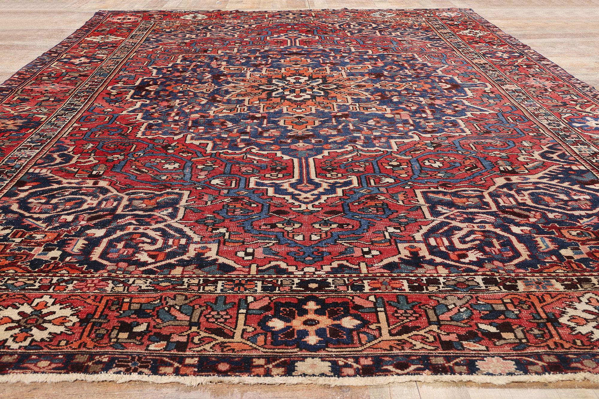 Persischer Bakhtiari-Teppich aus den 1940er Jahren mit Medaillon-Eckdesign und modernem Stil im Angebot 7