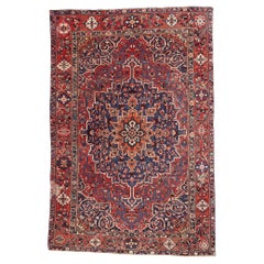 1940's Persian Bakhtiari Rug with Medallion Corner Design and Modern Style
