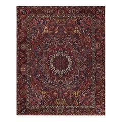 1940s Persian Bakhtiari Wool Area Rug, Hand-Knotted Tribal Carpet, 11′0″ × 13′6″