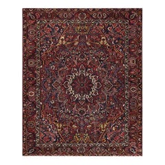 1940s Persian Bakhtiari Wool Area Rug, Hand-Knotted Tribal Carpet, 11′0″ × 13′6″