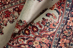 1940S Persian Sarouk Scatter Rug, Ivory Field and Red Accents