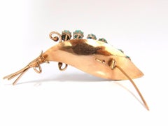 1940s Persian Turquoise Leaf Pin Handmade 14 Karat Rose Gold