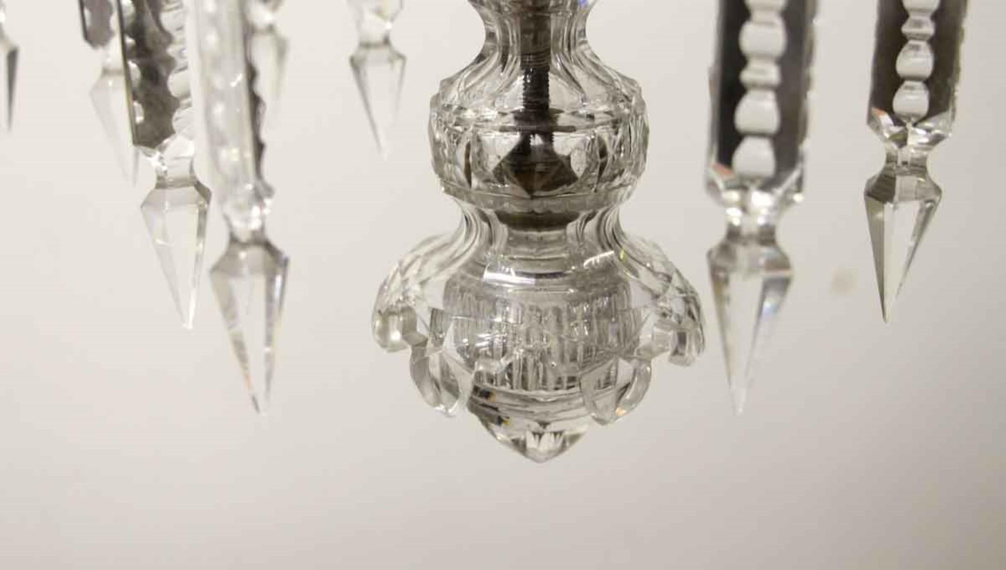 French 1940s Petite Antique Baccarat Bohemian 4-Light Clear Crystal Chandelier