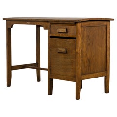 1940s Petite French Art Deco Oak Office Desk