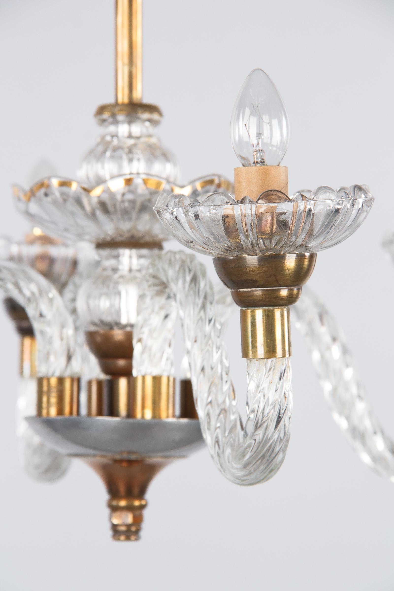 20th Century 1940s Petite Murano Glass 4-Light Chandelier by Barovier